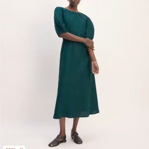 Everlane Linen Short-Sleeve Scoop Midi Dress